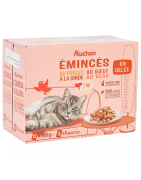 AUCHAN Emincés en gelée viandes pour chat 12x100g