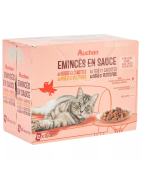 AUCHAN Émincés en sauce à la viande pour chat 12x100g