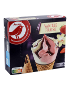 Auchan glace 6 cônes vanille et fraise 421,8g