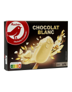 AUCHAN Bâtonnet glacé chocolat blanc 4 pièces 300g
