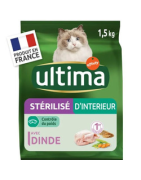 Croquettes pour chat stérilisé d'intérieur ULTIMA le sac de 1,5kg