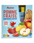 Auchan Gourdes Pomme Fraise Sans Sucre Ajoutée  4X90G