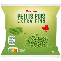 AUCHAN PETITS POIS EXT FIN 1KG