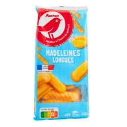 AUCHAN MADELEINES LONGUES 220G