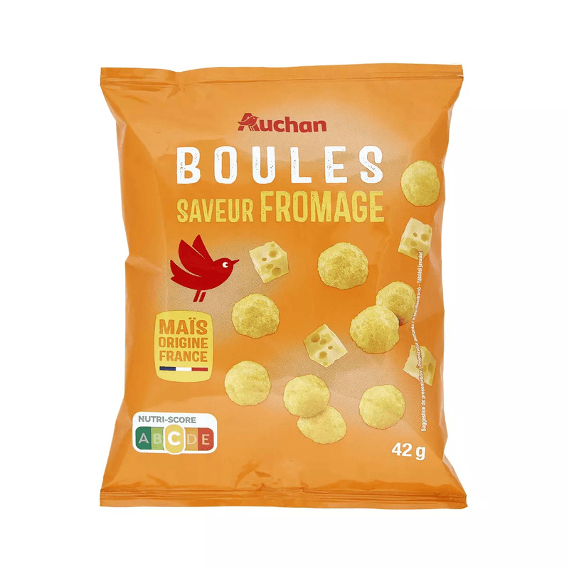 Auchan boules maïs soufflé au goût de fromage 42 g