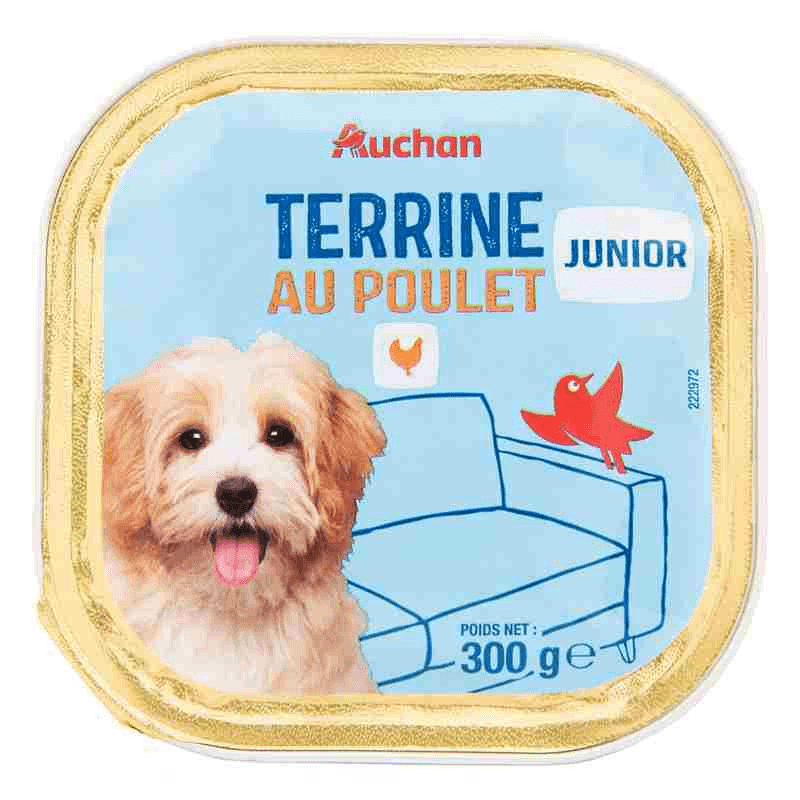AUCHAN CHIOT TERRINE AU POULET BARQUETTE 300G