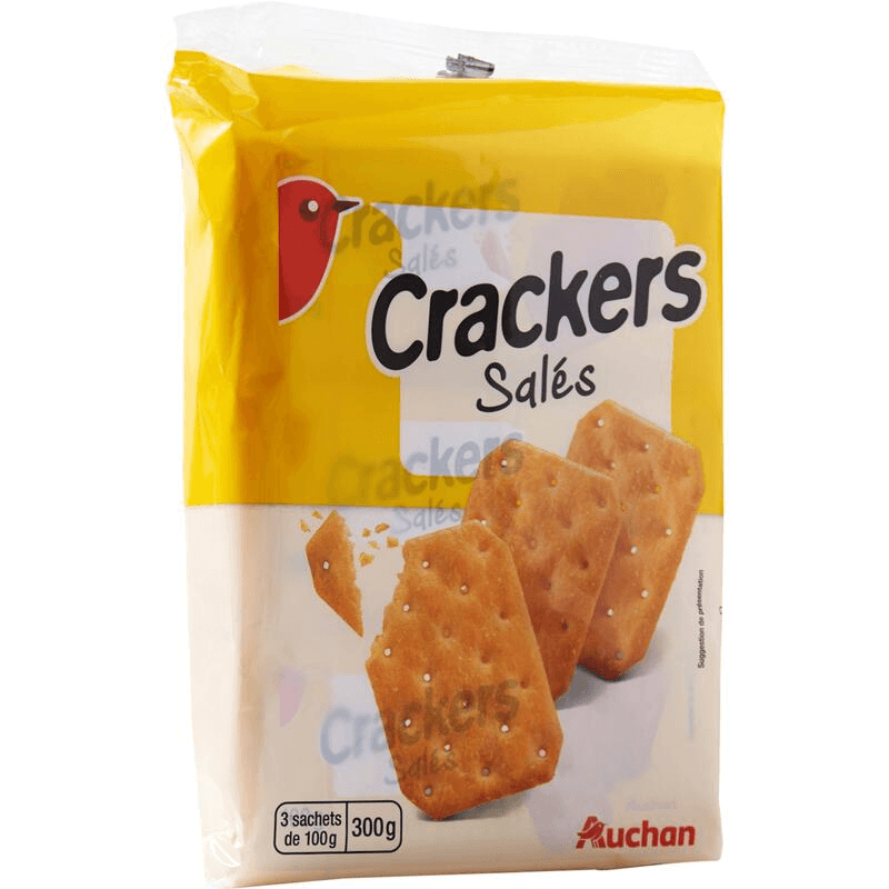 Auchan biscuits crackers salés 3 sachets de 100 g