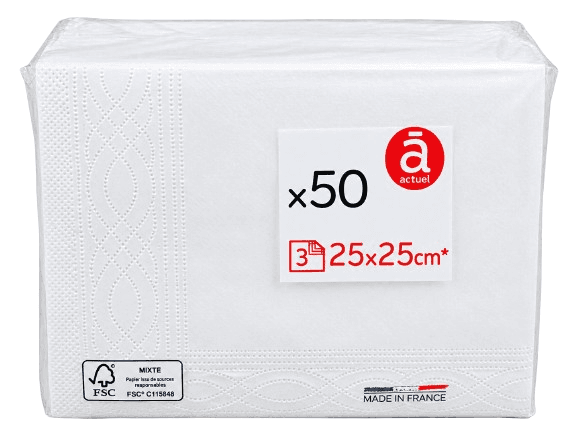 ACT 50 SERV BLANC 25CM 3 PLIS BLANC	