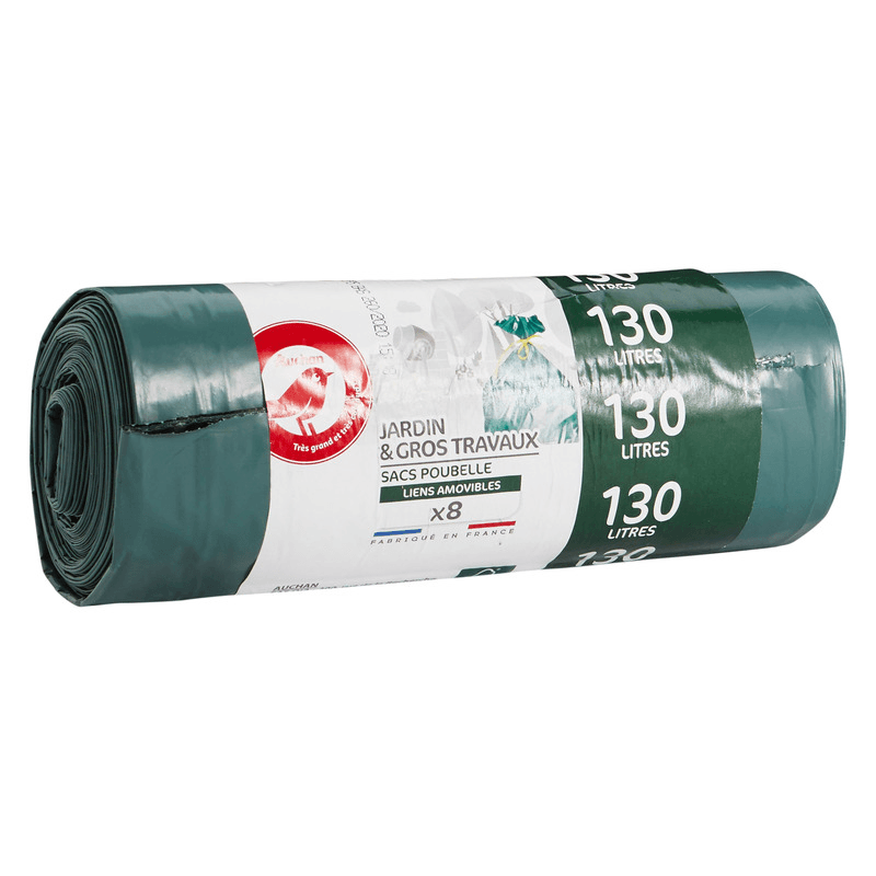 AUCHAN Sacs poubelle spécial jardin liens détachables 8X130L