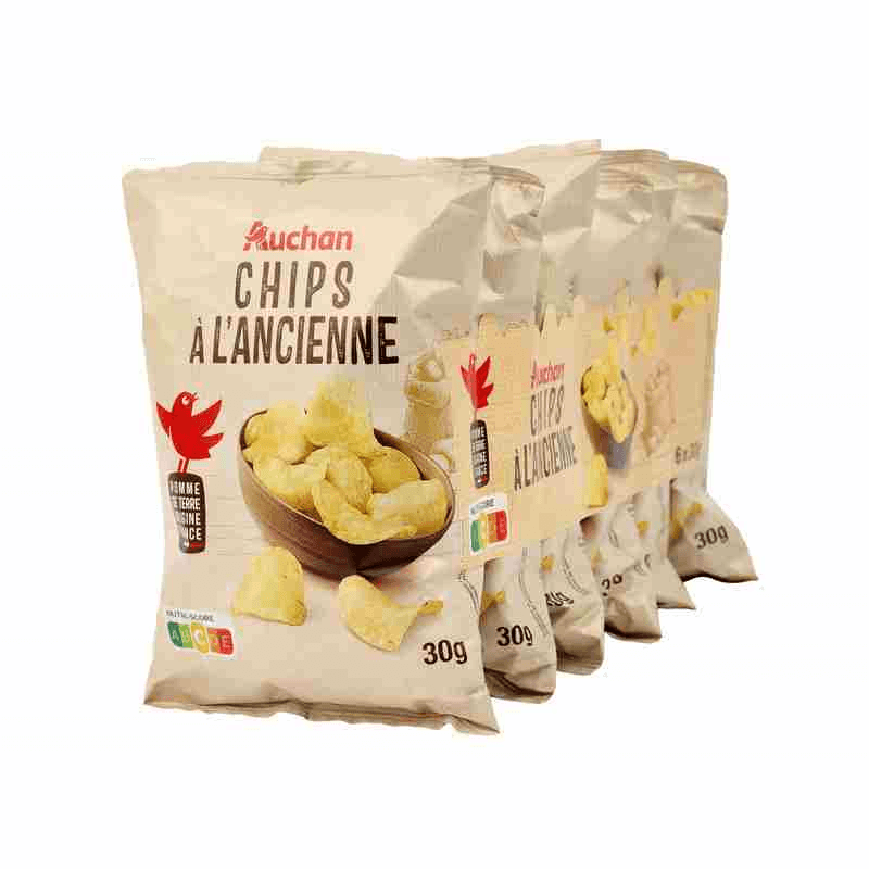 AUCHAN CHIPS A L'ANCIENNE 6X 30g