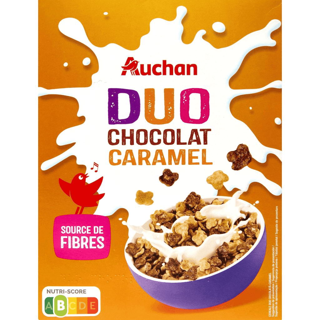 AUCHAN CEREALES CARAMEL ET CHOCOLAT 375G