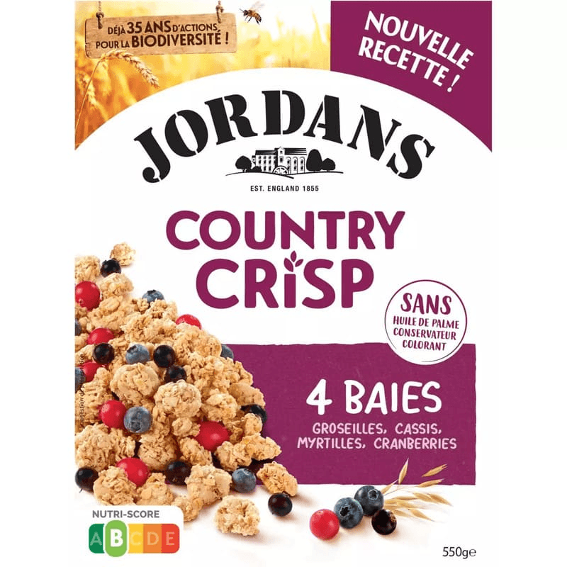 Céréales Country Crisp aux 4 baies, Jordan's 550G