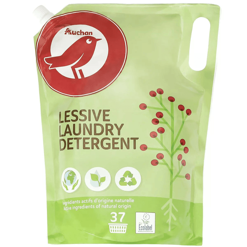 AUCHAN Lessive liquide écologique aloé vera 37 lavages 2l
