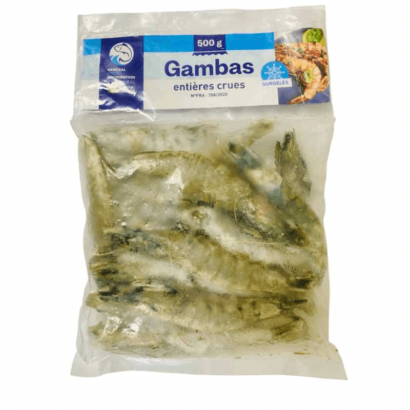 GAMBAS ENTIERES SURGELES 500G	