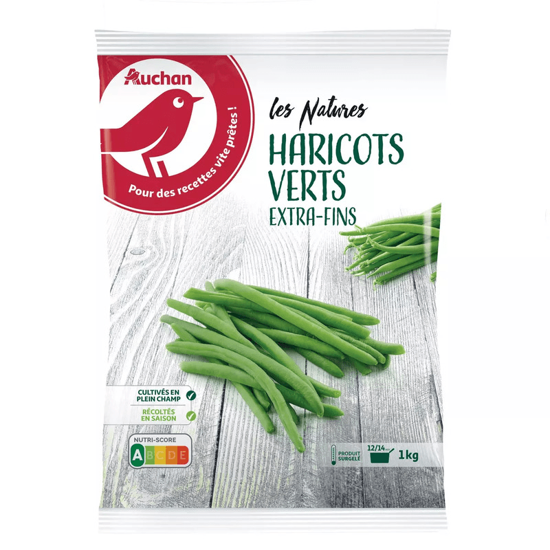 Auchan haricots verts extra-fins surgelé sachet 1 kg