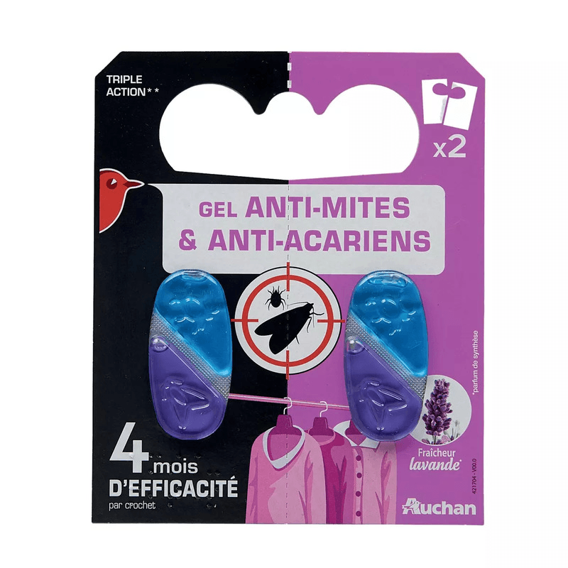 UCHAN Gel anti-mites et anti-acariens fraîcheur lavande efficace 2x4 mois 2 pièg