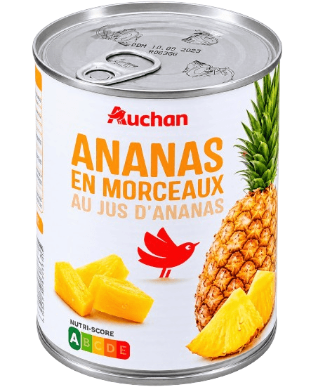 AUCHAN ANANAS MORCEAUX BOITE 3 /4 340G\t