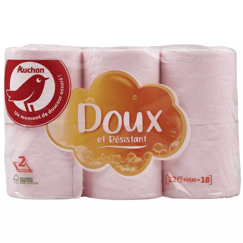 Auchan Papier Toilette Rose Maxi X12