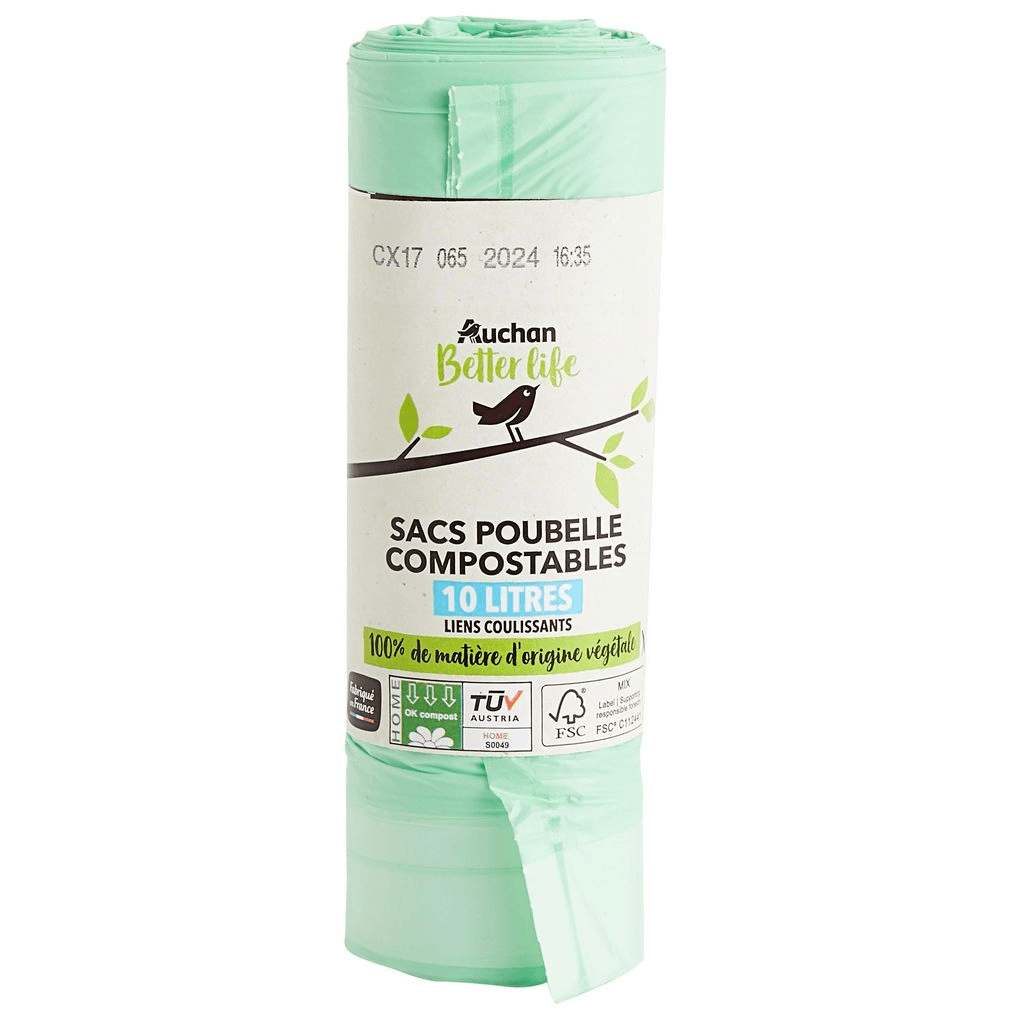 AUCHAN BETTER LIFE SAC POUBELL 10L X15 E AVEC CORDON 10LX15
