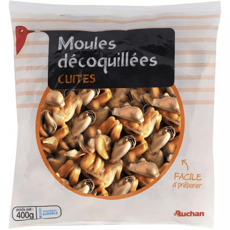AUCHAN Moules décoquillées cuites 400g