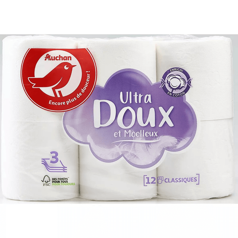 Auchan papier toilette blanc 3plis X12
