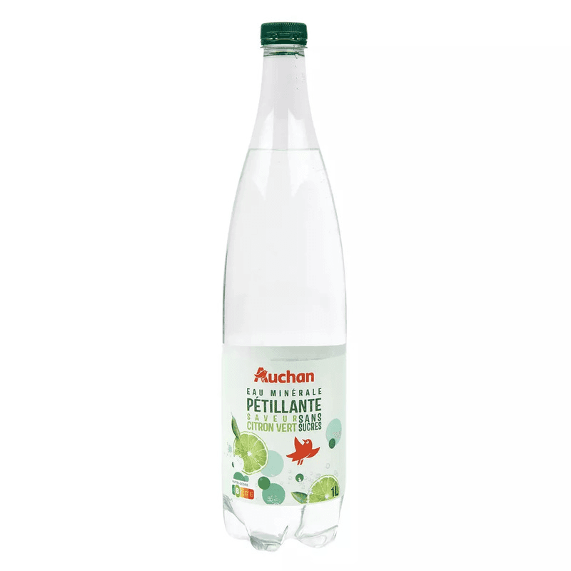 AUCHAN Eau gazeuse au citron vert 1L