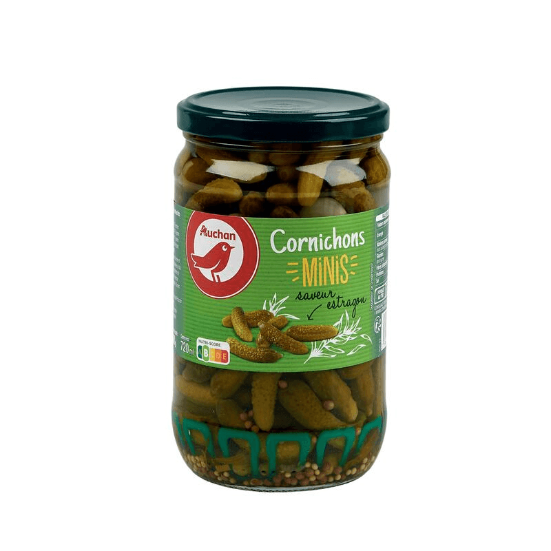 AUCHAN Mini cornichons à l'estragon 360g