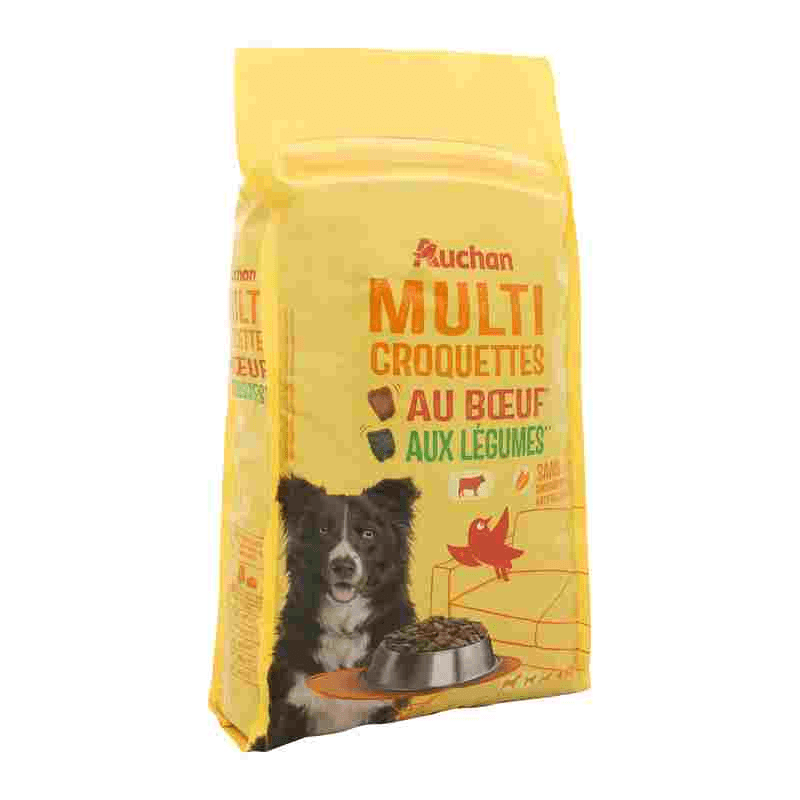 AUCHAN Adulte multicroquettes au boeuf pour chien 4kg