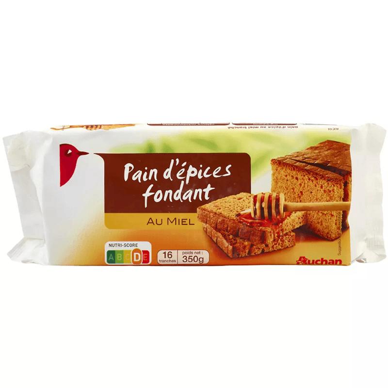 Auchan pain d'épices fondant au miel en tranches 350 g