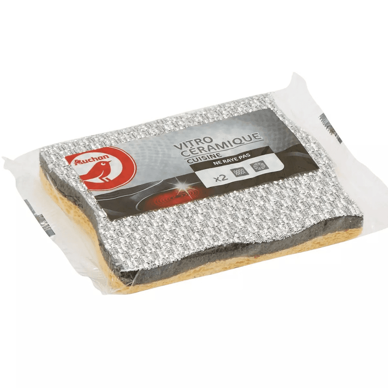 Auchan éponge vitrocéramique pour cuisine x2
