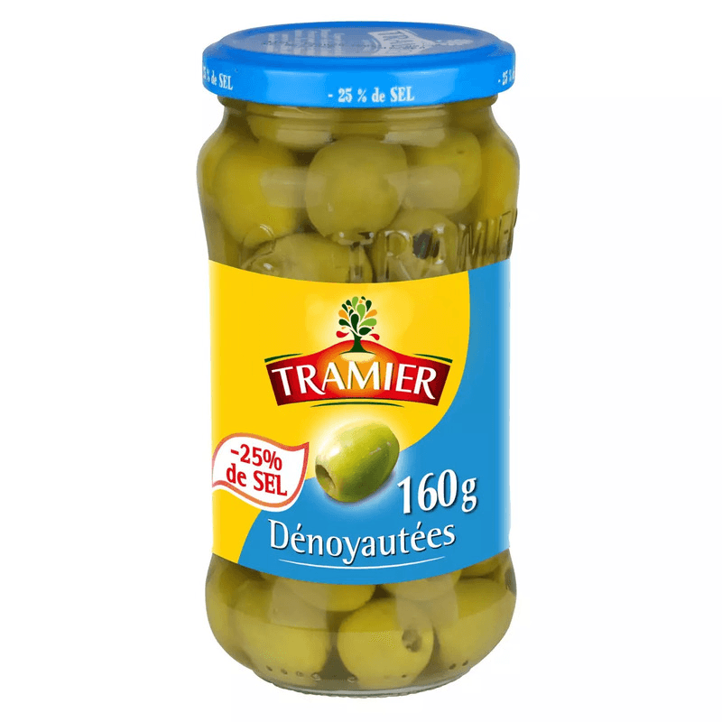 Olives vertes dénoyautées réduit en sel TRAMIER  160G
