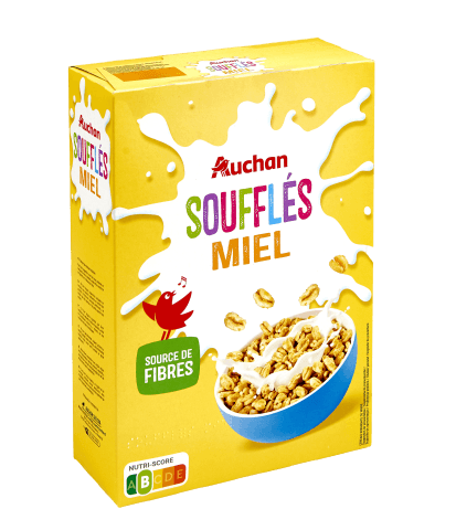Auchan Bumpies céréales blé soufflés au miel 12 portions 375 g