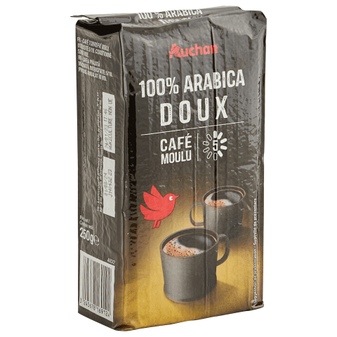Auchan café torréfié moulu 100% Arabica doux 250 g