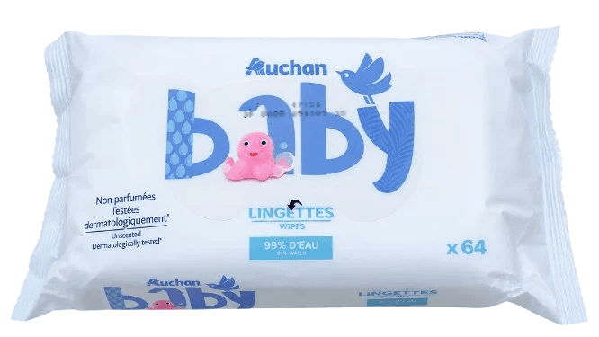 AUCH LINGETTES BB WATER X64 EAU NETTOYANTE BEBE X64\t