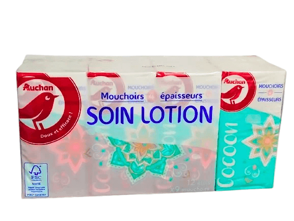 AUCHAN MOUCHOIRS SOIN LOTION ETUIS X12
