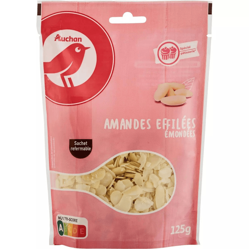 Auchan graines d'amandes effilées émondées 125 g