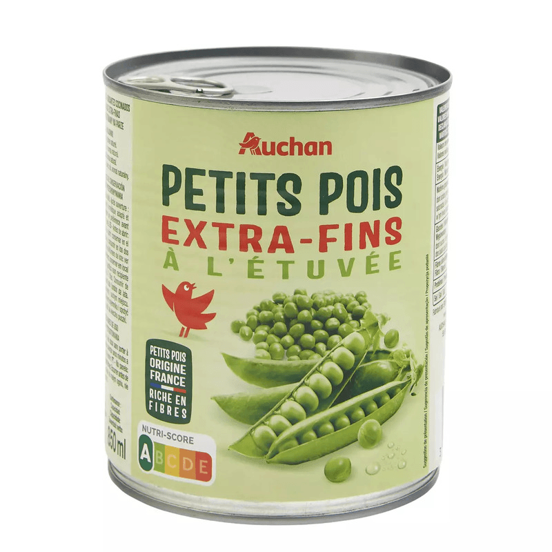 AUCHAN Petits pois à l'étuvée extra-fins 560g
