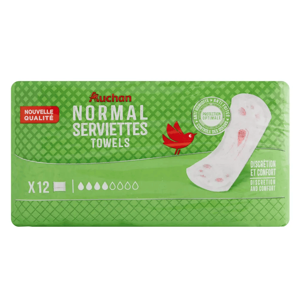 Auchan Pads serviettes pliées adulte regular x12Auchan Pads serviettes pliées ad