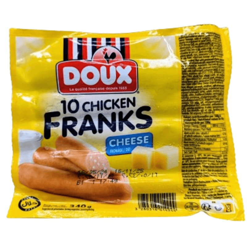 Doux 10 saucisses poulet au fromage 340G
