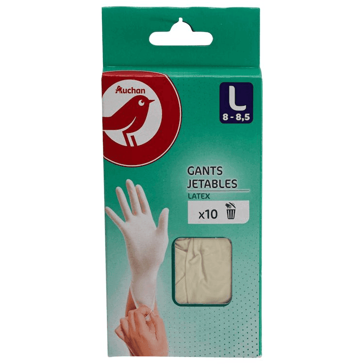 AUCHAN GANTS FINS LATEX TAILLE