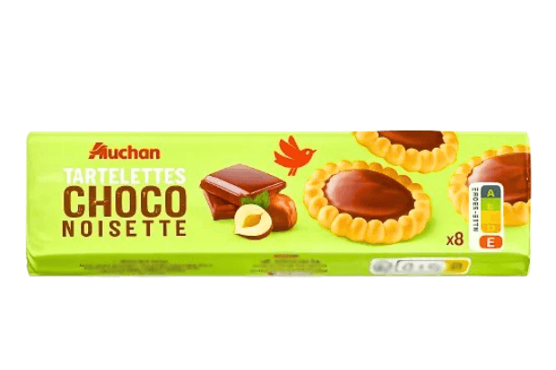 AUCHAN Tartelettes nappées de chocolat 8 biscuits 150g