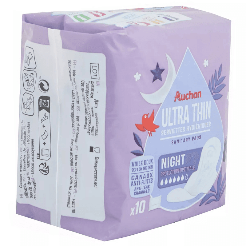 AUCHAN SERVIETTES Hygienique Ultra Mince