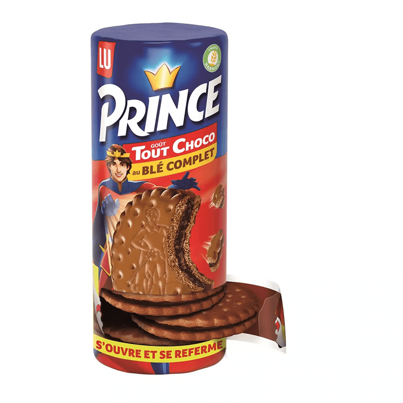 PRINCE Biscuits fourrés goût tout choco au blé complet ouverture facile 300g