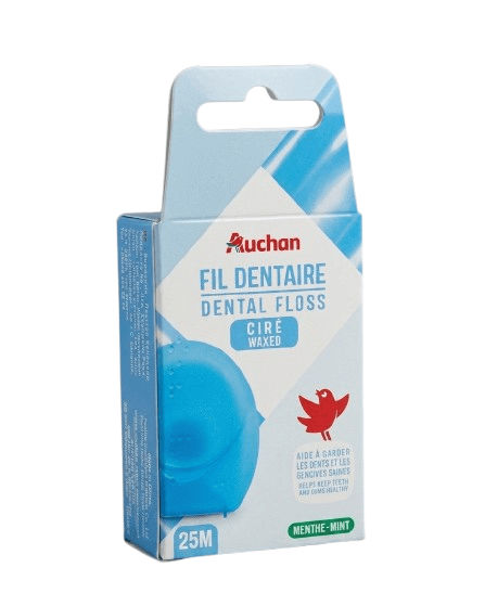 Auchan fil dentaire ciré à la menthe 25 mètres