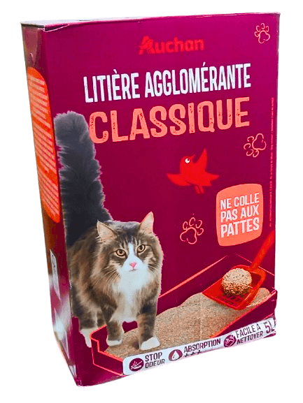 AUCHAN Litière minérale agglomérante compacte super absorbant 5l