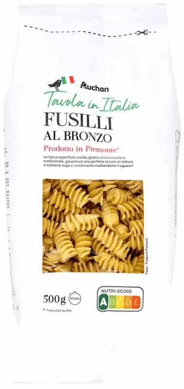 AUCHAN PÂTE FUSILLI AL BRONZO 500G