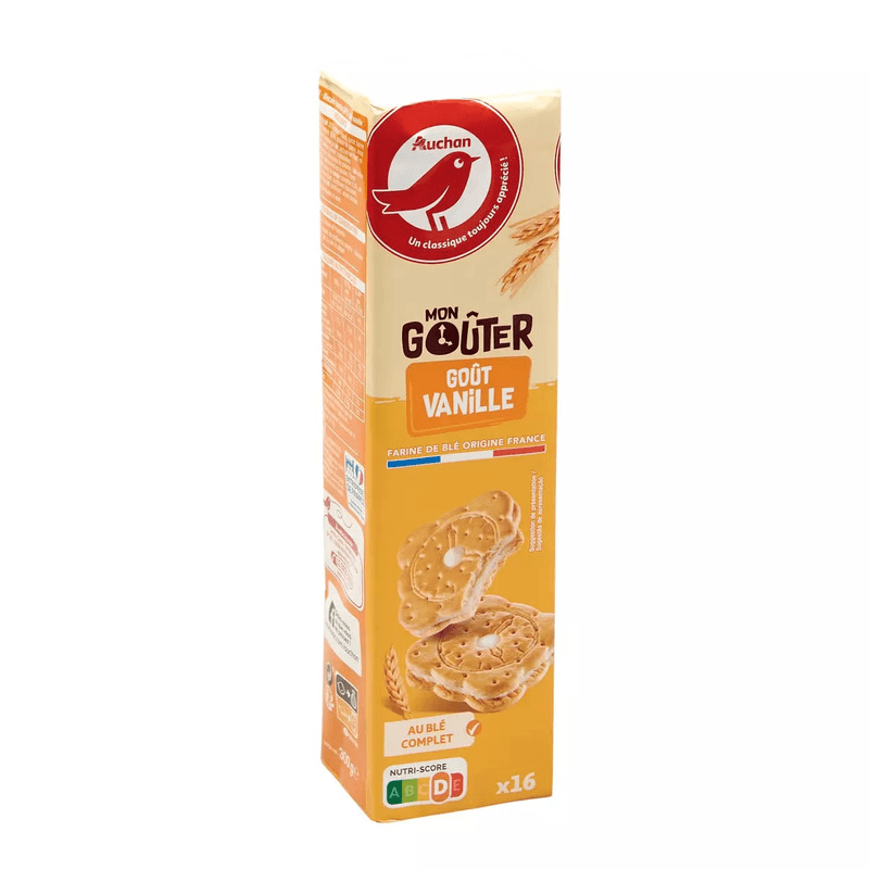 AUCHAN Mon Goûter carré Biscuits goût vanille 16 biscuits 300g