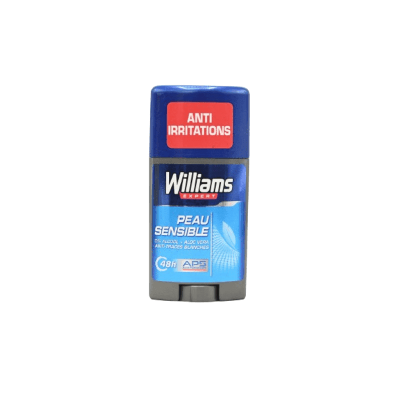 WILLIAMS déodorant homme stick antibactérien à l'aloe vera peau sensible 75 ml