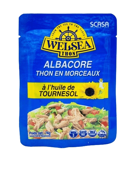 Welsea thon pâle à l'huile de tournesol en morceaux sachet 74 g