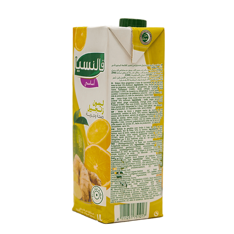 Valencia Essentiel boisson citron gingembre à base de concentré de jus de fruits